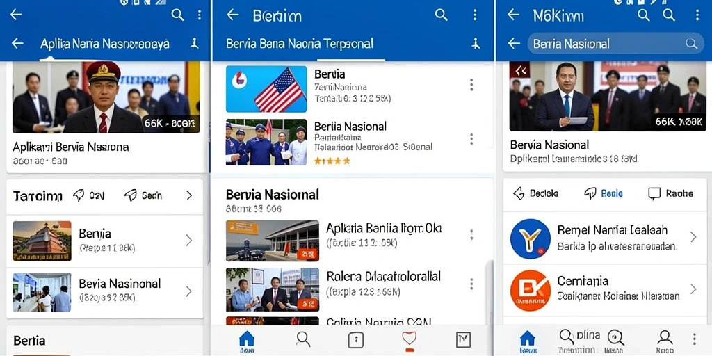 Antarmuka aplikasi 66K dengan berbagai berita nasional terkini