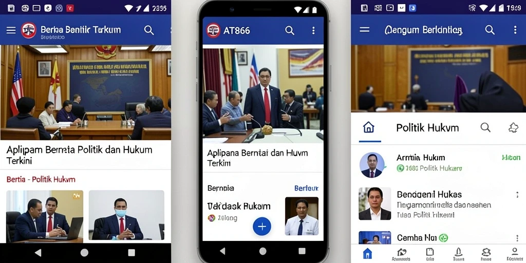 Tangkapan layar utama AT866 menampilkan antarmuka berita politik dan hukum.