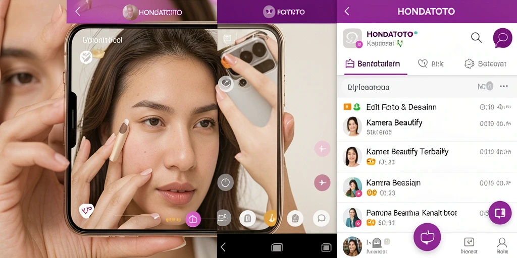 Antarmuka HONDATOTO dengan berbagai fitur Kamera Beautify yang menarik.