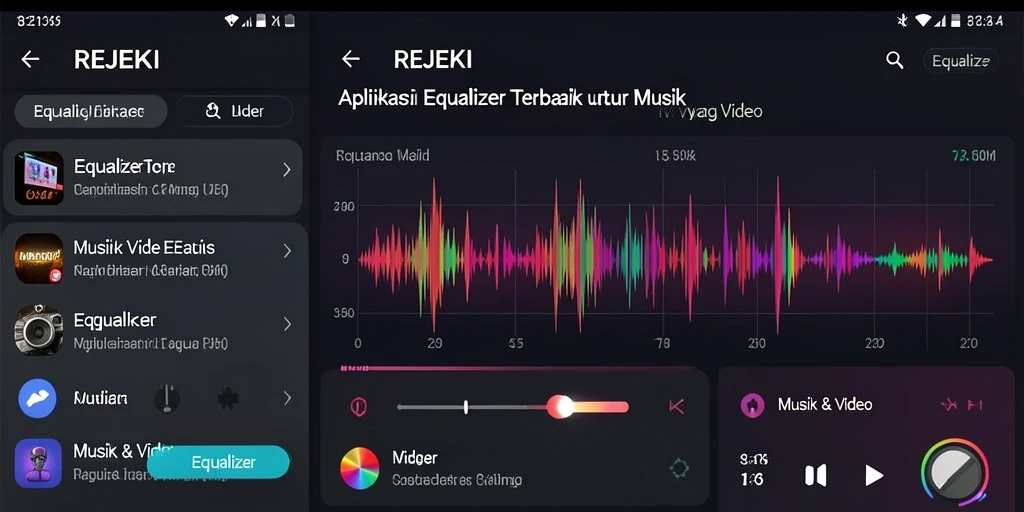 Tampilan antarmuka aplikasi Equalizer REJEKI yang menarik dan fungsional.