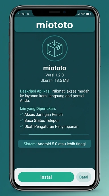 Tampilan halaman APK miototo