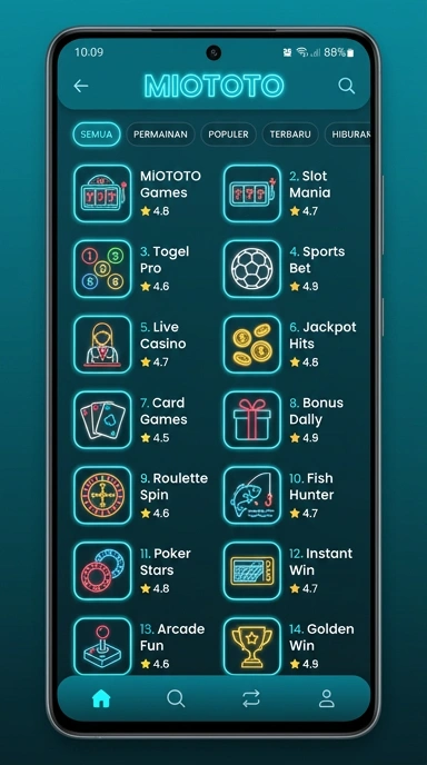 Tampilan katalog aplikasi miototo