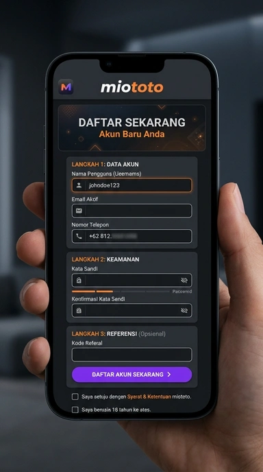 Tampilan halaman daftar miototo