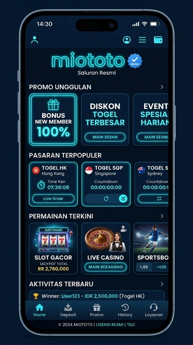 Tampilan kanal resmi miototo